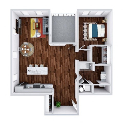 Floor plan for 1 bed, 1 bath, 995 sqft